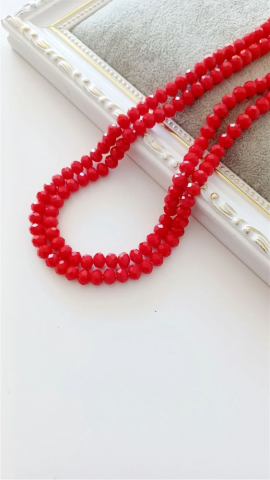 Cristale rondele 8x6 mm - Cristale rondele, roșu opac, 8x6mm - 1 buc