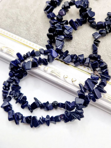 Chipsuri - Goldstone albastru, chips mediu 26cm - 1 șirag