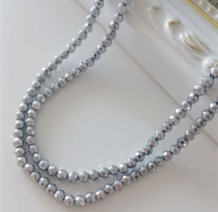 Hematit - Hematit argintiu, fațetat 3mm - 1 buc sfera