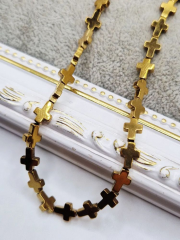 Hematit - Hematit cruce auriu 8x6mm - 1 buc