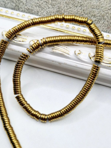 Hematit - Hematit discuri aurii 4x1mm - 1 buc