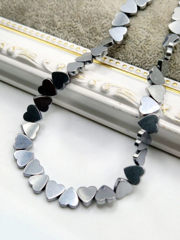 Hematit - Hematit argintiu inimă orizontal 8mm - 1buc