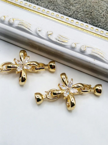 Închizătoare cubic zirconia floare 40mm - 1buc [1]