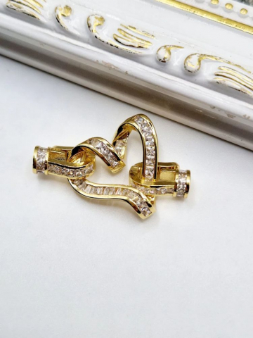 Închizătoare cubic zirconia inimă 37mm - 1 buc