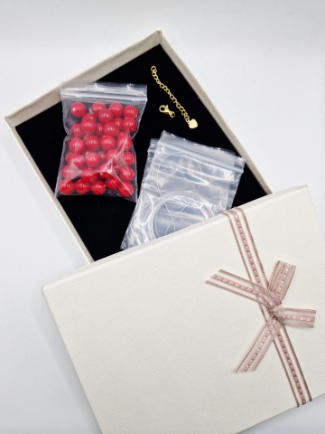 KITURI - Kit creativ - Colier din Perle tip Mallorca rosii: