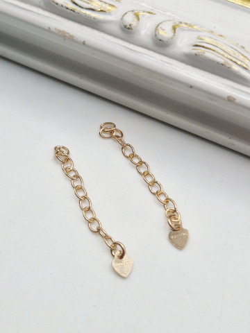 Aur filat - Lant prelungitor cu inima 3cm aur filat - 1buc