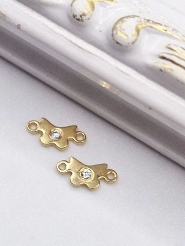 Aur filat - Link fluture cu stras 8x4mm aur filat - 1 buc