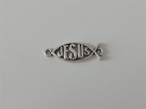 India - Link Jesus, argintiu 27x10mm - 1 buc