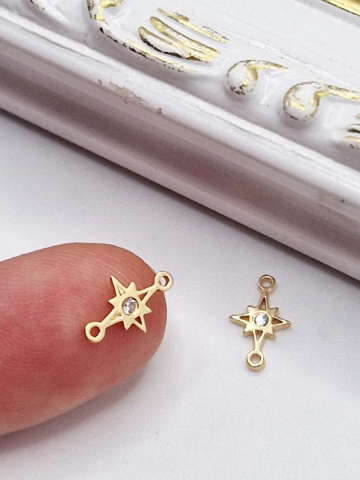 Link stea cu stras 10x6mm aur filat - 1 buc [1]