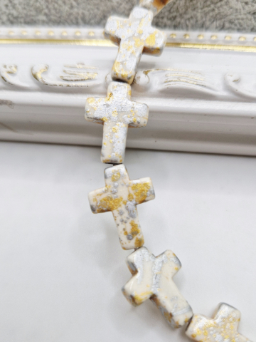 Magnezit sub forma de cruce 15x11.5mm, culori: auriu, argntiu. [1]