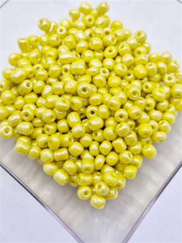 Mărgele de nisip/sticlă 4mm - Mărgele de nisip, galben perlat 4mm