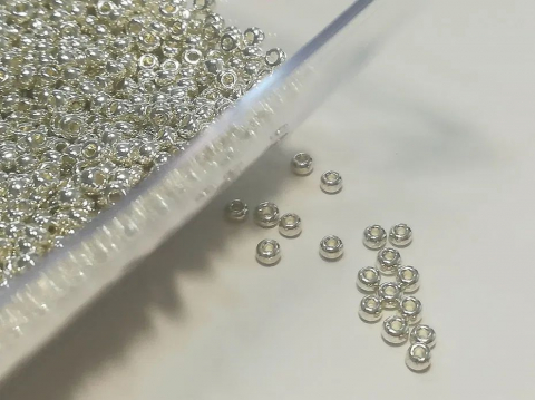 Mărgele de nisip, rodiate argintii, 2mm [1]