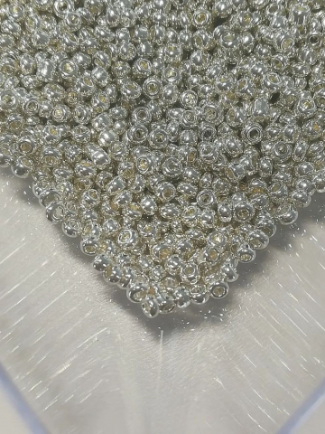 Mărgele de nisip/sticlă 2mm - Mărgele de nisip, rodiate argintii, 2mm