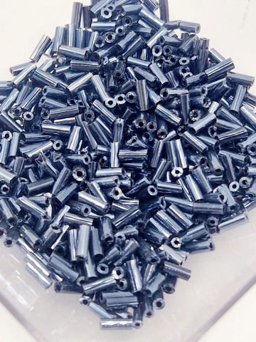 Mărgele de nisip/sticlă 2mm - Mărgele de nisip tubulare, bleumarin
