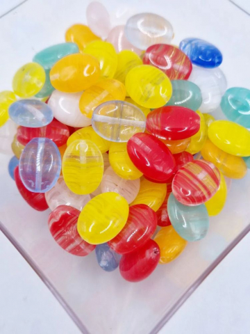 Mix mărgele sticla - Mix mărgele din sticlă, cehești, flat ovals - 10 g