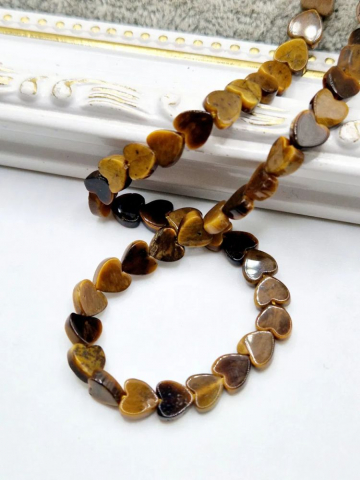 Ochi de tigru - Ochi de tigru inimă 6mm - 1buc