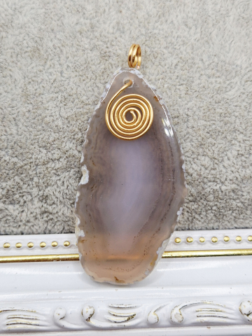 PANDANTIVE - Pandantiv din Agata gri cu anou si orificiu de 5mm.