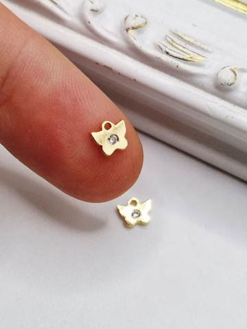 Aur filat - Pandantiv fluture cu ștras, 5mm din aur filat de 14k - 1 buc