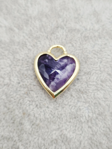 PANDANTIVE - Pandantiv inima in rama aurie din ametist