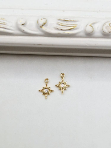Aur filat - Pandantiv stea din aur filat de 14k, 8.5mm - 1 buc