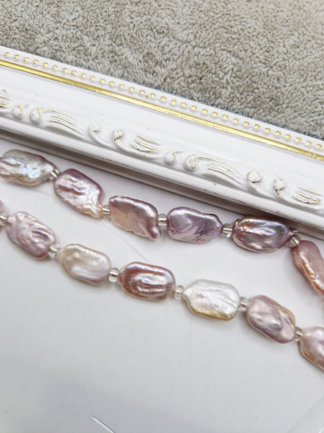 Perle - Perle baroc lila, dreptunghi 18x11mm