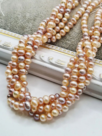 Perle - Perle mix de roz somon si lila, 5x4.5mm - 1 buc
