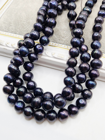 Perle - Perle naturale negre (negru bleumarin) de 11mm - 1 buc perla