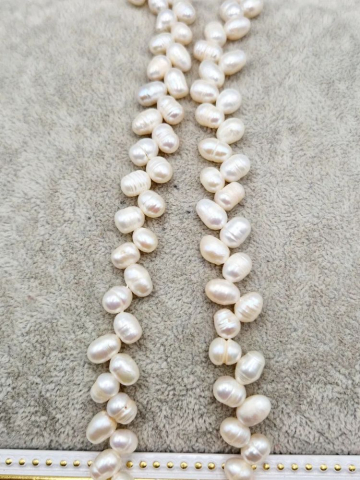 Perle - Perle de cultură orez albe 7..8x6mm - 1 buc