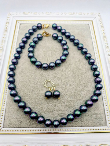 Set din perle Mallorca, hematit [1]