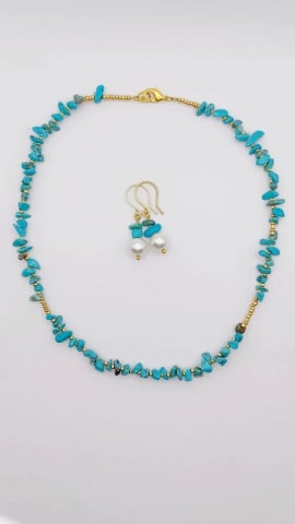 BIJUTERII HANDMADE - Set Turcoaz, colier și cercei