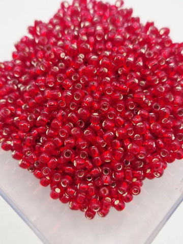 Toho 3mm - Toho 3mm, Silver Lined Ruby - 10g