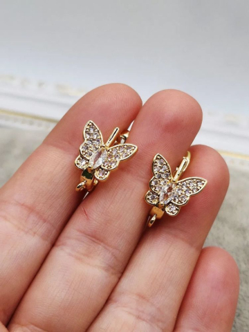 Aurite - Tortiță cercei cubic zirconia fluture 18k- 1 pereche