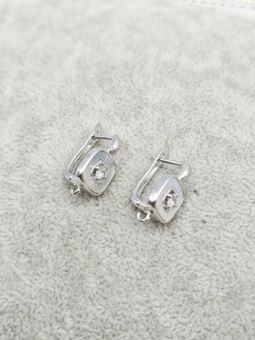 Tortițe cercei argintii, sidef, cubic zirconia - 1 pereche [1]