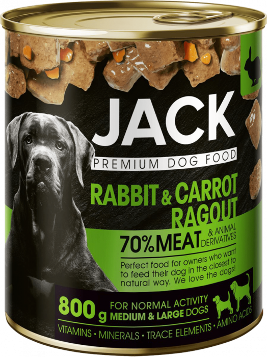 Mâncare pentru câini JACK PREMIUM Ragu cu Iepure si Morcovi 800g și 400g [1]