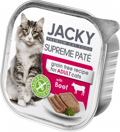 Pisici - Jacky Supreme Paté de vită pentru pisici, 100g