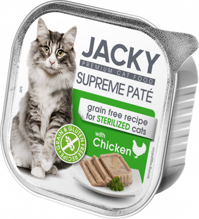 Pisici - Jacky Supreme Paté pate de pui pentru pisici sterilizate, 100g