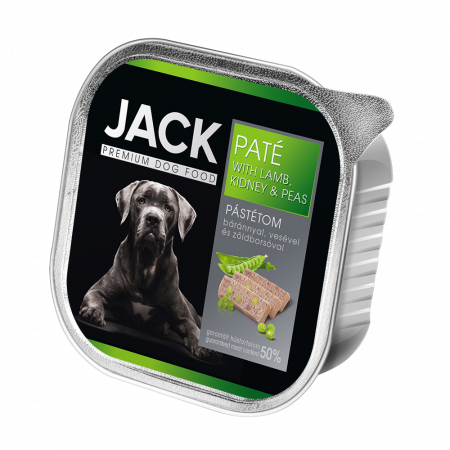 Hrana Caini - Mâncare pentru câini JACK PREMIUM cu Miel, Rinichi de Porc și Mazăre, 150g