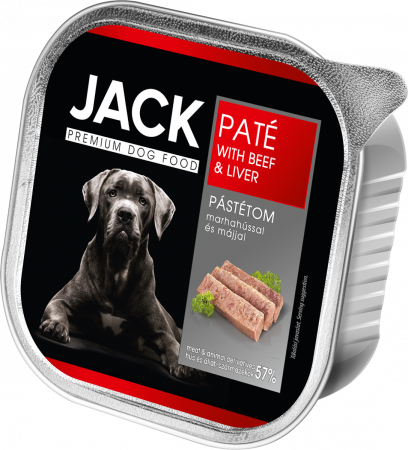 Hrana Caini - Măncare pentru câini JACK PREMIUM PATÉ cu Vită și Ficat, 150g