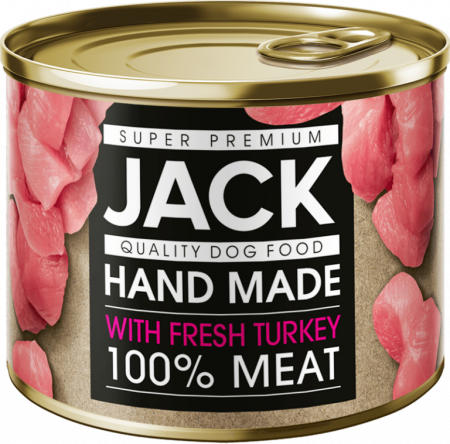 Hrana Caini - Mâncare pentru câini JACK Super Premium cu curcan, conservă 200g