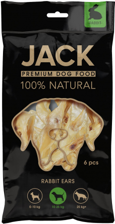 Hrana Caini - Urechi de Iepure JACK 100% natural, 6 buc/pac