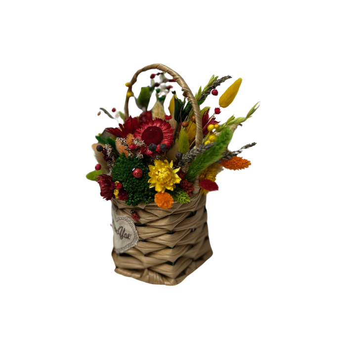 Coșuleț decorativ handmade cu flori uscate și accente rustice [2]