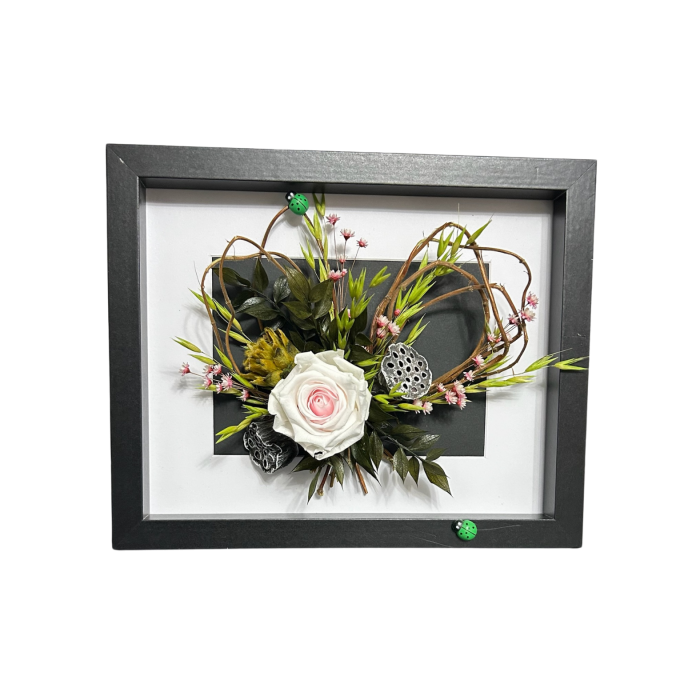 Tablou Decorativ cu Trandafir Criogenat | Aranjament Floral Handmade [2]