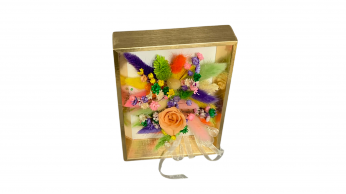 Tablou Elegant cu Flori Uscate și Trandafir Criogenat - Artă Naturală [4]