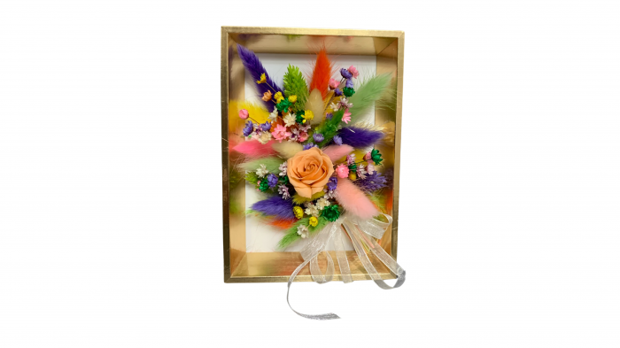 Tablou Elegant cu Flori Uscate și Trandafir Criogenat - Artă Naturală [5]