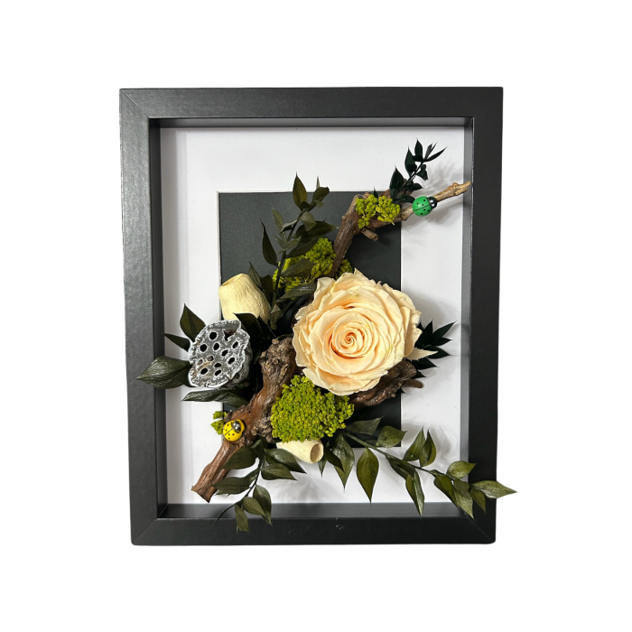 Tablou decorativ cu trandafir criogenat și licheni stabilizați – Design natural și elegant [2]