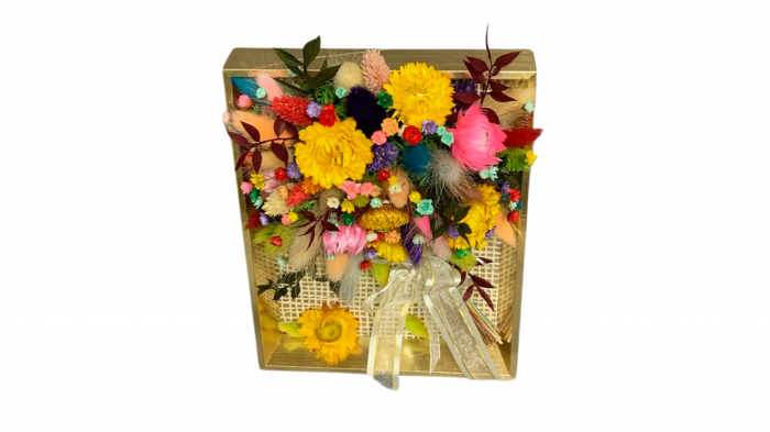 Tablou Floral Colorat cu Flori Uscate - Artă Handmade Vibrantă [2]