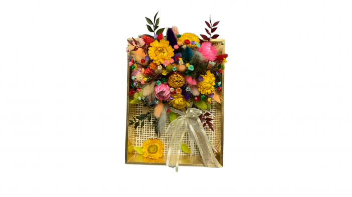 Tablou Floral Colorat cu Flori Uscate - Artă Handmade Vibrantă [1]