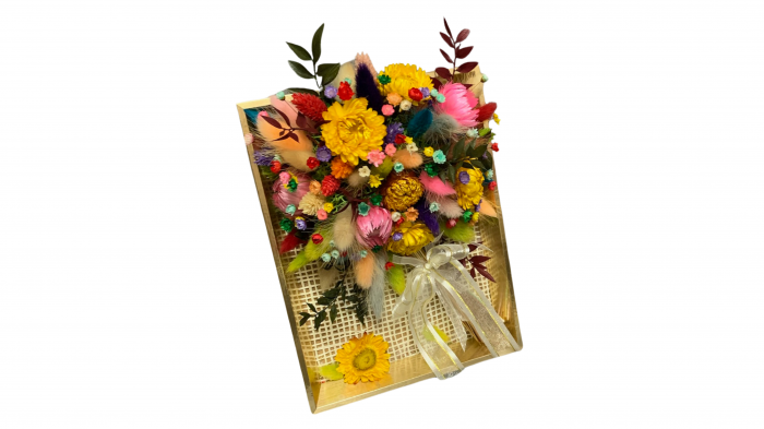 Tablou Floral Colorat cu Flori Uscate - Artă Handmade Vibrantă [4]