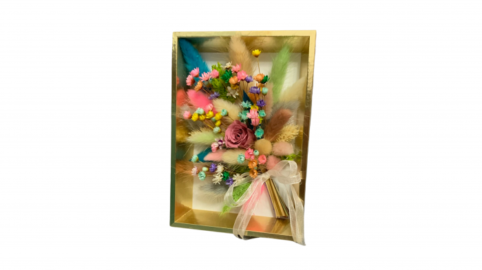 Tablou Floral cu Trandafir Criogenat Roz - Eleganță Handmade în Culori Pastelate [6]