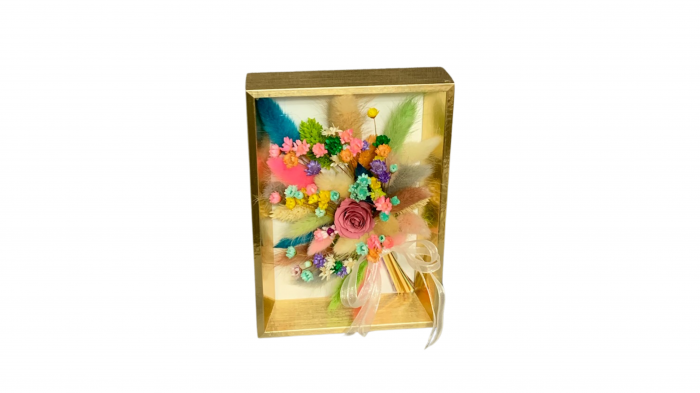 Tablou Floral cu Trandafir Criogenat Roz - Eleganță Handmade în Culori Pastelate [2]